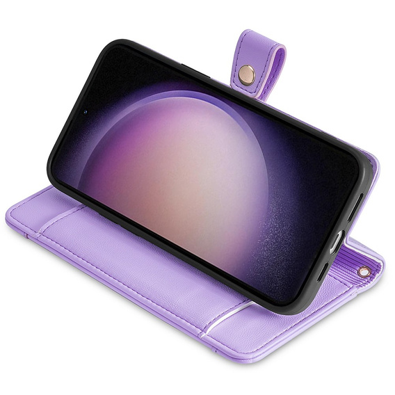 Klopové pouzdro pro Samsung Galaxy M34, Wallet Zipper Pocket, fialové