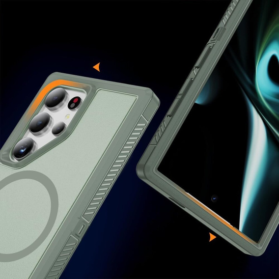 Pouzdro s rámečkem pro Samsung Galaxy S22 Ultra, pro MagSafe, zelené