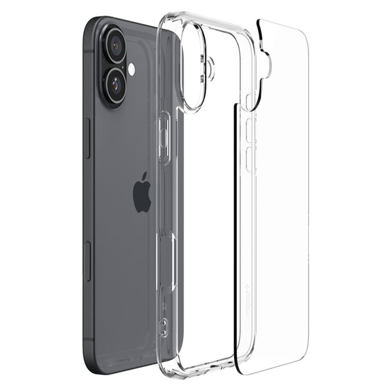 Pouzdro Spigen pro iPhone 16, Ultra Hybrid, průhledné + 9H tvrzené sklo