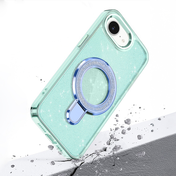 Pouzdro iPhone 16e, Glittery Magnetic Kickstand, modré
