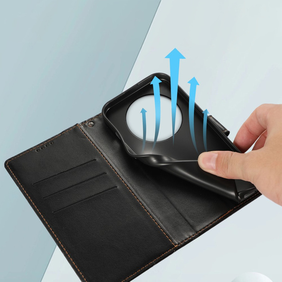 Pouzdro s klopou pro Realme 12 Pro 5G / 12 Pro+ 5G, Leather Line Wallet, černé