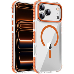 Pancéřové pouzdro MagSafe čiré s oranžovými boky pro iPhone 17 Pro