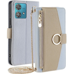 Flipové pouzdro Wallet Zipper Pocket pro Motorola Edge 40 Neo 5G, Wallet Zipper Pocket, se zrcátkem, modré