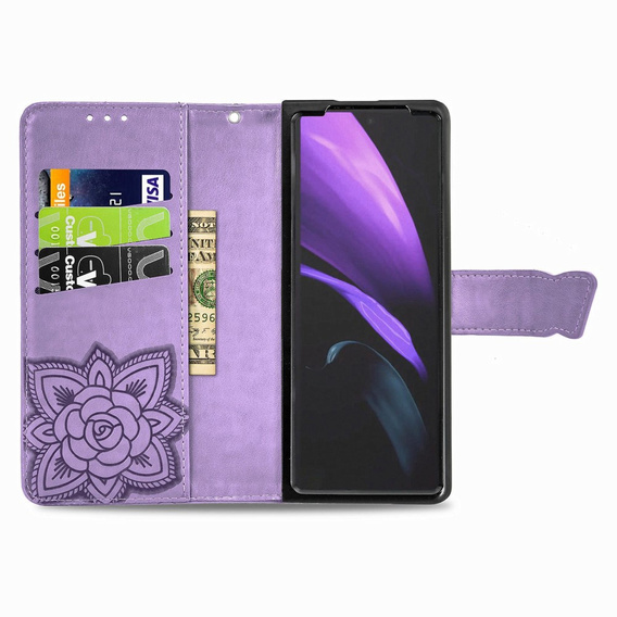Klopové pouzdro pro Samsung Galaxy Z Fold 4 5G, Butterfly, fialové