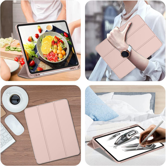 Pouzdro pro iPad Pro 12.9" 2022/2021/2020 (6/5/4 gen.), Smart Pencil, se slotem na stylus, růžové