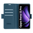 Pouzdro pro Oppo Reno 13 Pro, ERBORD Glossy Litchi, flipová peněženka, modré