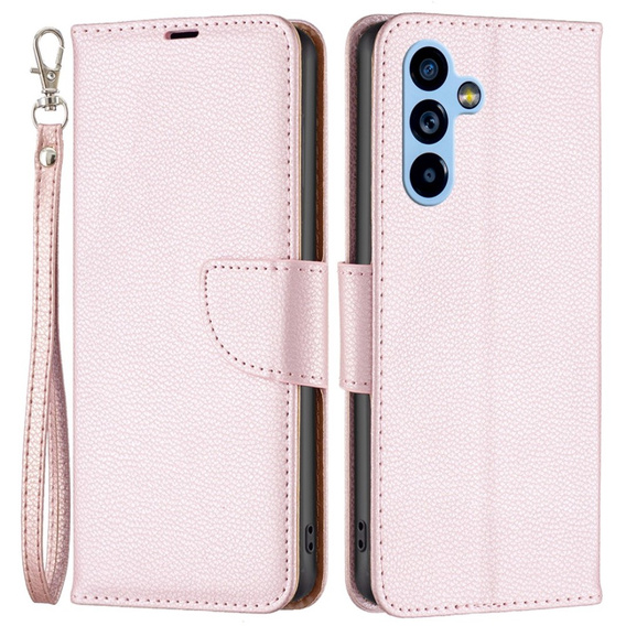 Klopové pouzdro pro Samsung Galaxy A54 5G, Wallet Litchi Magnet, růžové rose gold
