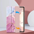 Pouzdro pro Samsung Galaxy Tab S9 FE / S10 FE, Smartcase Hybrid, se slotem na stylus, Marble růžové