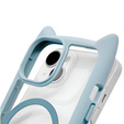 Pouzdro pro iPhone 13 / iPhone 14, pro MagSafe, Cute Cat, modré + sklo na displej