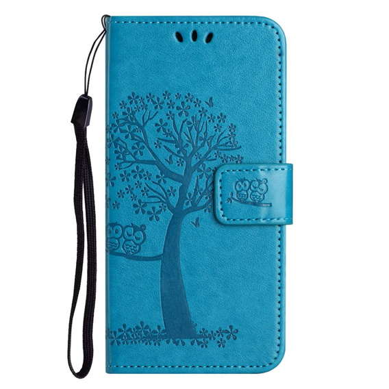 Klopové pouzdro pro Motorola Moto E22 / E22i, Wallet, tree i sowy, modré
