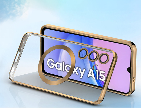 Pouzdro pro Samsung Galaxy A15 4G/5G, Electro MagSafe, zlaté + sklo na displej
