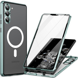 Magnetické pouzdro Dual Glass MagSafe pro Samsung Galaxy S23+ Plus, zelené