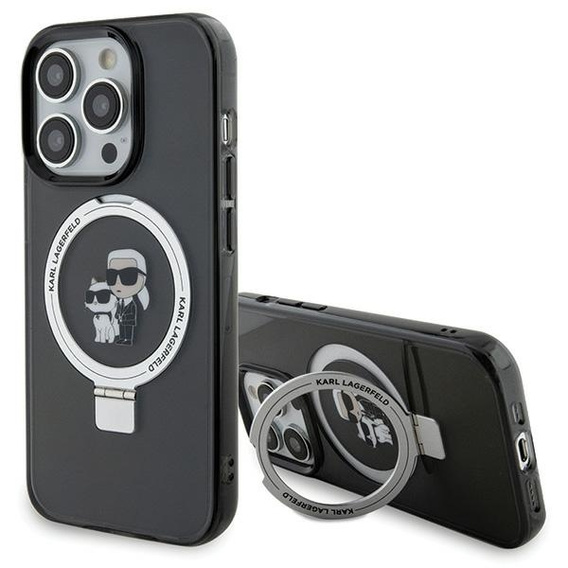 Pouzdro Karl Lagerfeld Ring Stand Karl & Choupette MagSafe pro iPhone 15 Pro