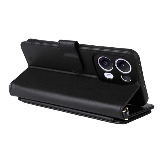 Flipové pouzdro pro Oppo Reno 13 Pro 5G, Crossbody Leather Wallet, černé