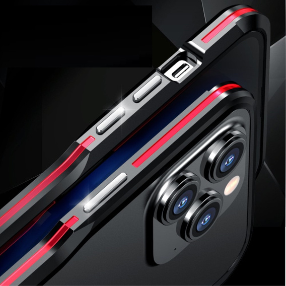 Pouzdro LUPHIE pro iPhone 14 Pro, Armor Bumper, černá / červená
