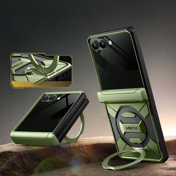 Pouzdro Tongate MECH s MagSafe pro Samsung Galaxy Z Flip7 FE / Z Flip6, zelené