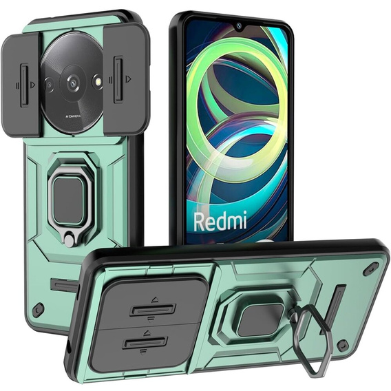 Pouzdro pro Xiaomi Redmi A3, KickStand Camera Lens, zelené