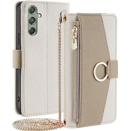 Flipové pouzdro Wallet Zipper Pocket pro Samsung Galaxy M34 5G, Wallet Zipper Pocket, se zrcátkem, bílé