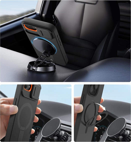 SURITCH - Magnetické ochranné pouzdro s krytem fotoaparátu a stojánkem pro iPhone 16e