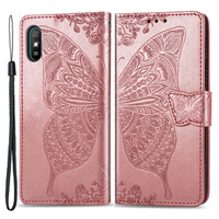 Klopové pouzdro pro Xiaomi Redmi 9A, Butterfly, růžové rose gold