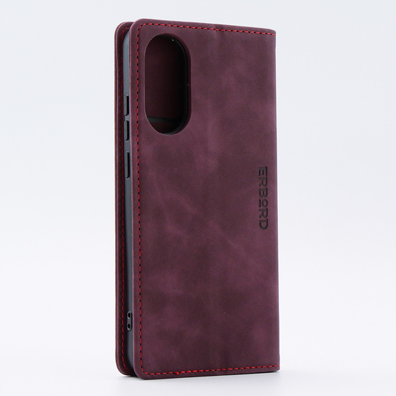 Pouzdro pro Oppo A78 4G, ERBORD Vintage peněženka s klopou, červené