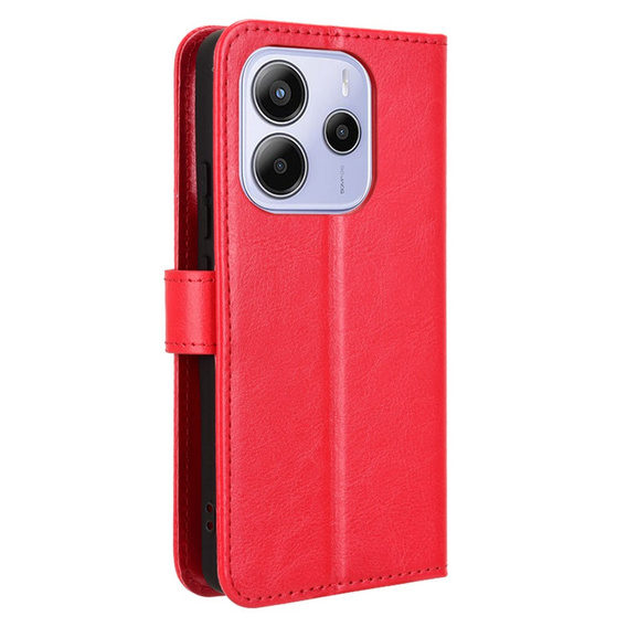 Klopové pouzdro pro Xiaomi Redmi Note 14 4G, Crazy Horse Wallet, červené