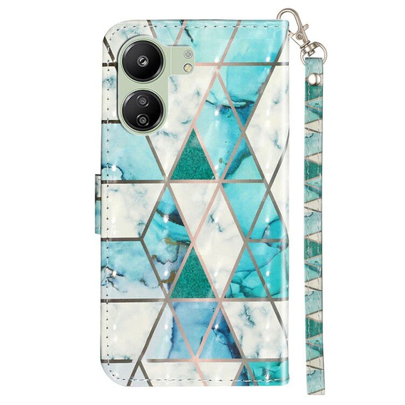 Klopové pouzdro pro Xiaomi Redmi 13C / Poco C65, Wallet, Marble zelené