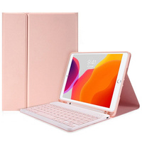 Pouzdro + klávesnice iPad 7/8/9 10.2 2021 / 2020 / 2019, Pen Slot, růžové rose gold