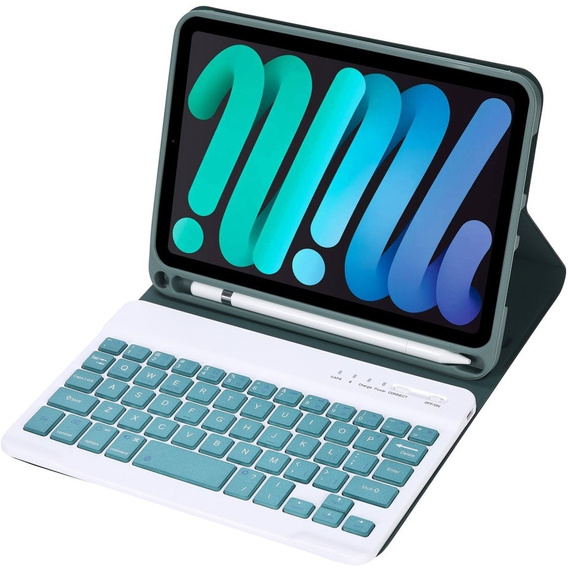 Pouzdro s bluetooth klávesnicí pro iPad mini 8.3" 2021 (6 gen.) / iPad mini 8.3" 2024 (7 gen.), tmavě zelené
