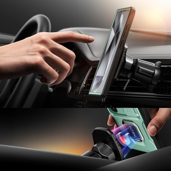 Pancéřové pouzdro pro Samsung Galaxy S24 Ultra, řada TONGATE MECH s kroužkem, světle zelené