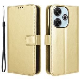 Klopové pouzdro pro Xiaomi Redmi 13, Crazy Horse Wallet, zlaté