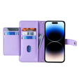 Klopové pouzdro pro iPhone 14 Pro, Wallet Zipper Pocket, fialové