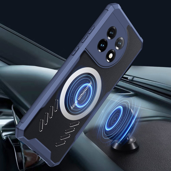 Pouzdro pro OnePlus 11 5G, s magnetickou fólií, transparentní / tmavě modré