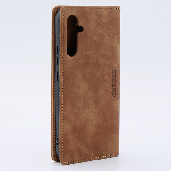 Pouzdro pro Samsung Galaxy A34 5G, ERBORD Vintage peněženka s klopou, hnědé