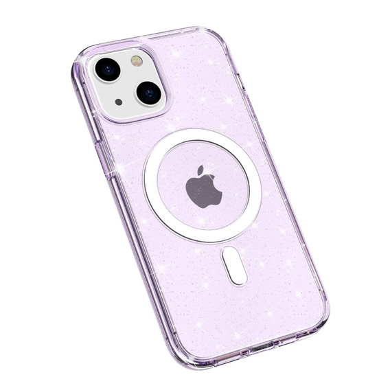 Pouzdro pro iPhone 14, Dropproof MagSafe Glitter, fialové