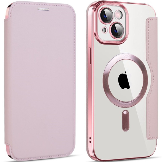 Klopové pouzdro pro iPhone 14, RFID Wallet MagSafe CamShield, růžové