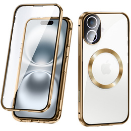 Magnetické pouzdro Dual Glass MagSafe pro iPhone 16, zlaté