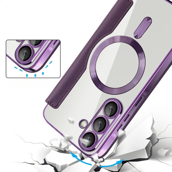 Klopové pouzdro pro Samsung Galaxy A26, RFID Wallet MagSafe CamShield, fialové
