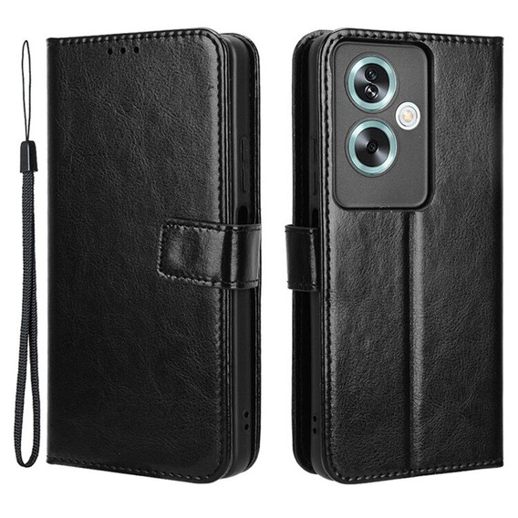 Klopové pouzdro pro Oppo A79 5G, Crazy Horse Wallet, černé