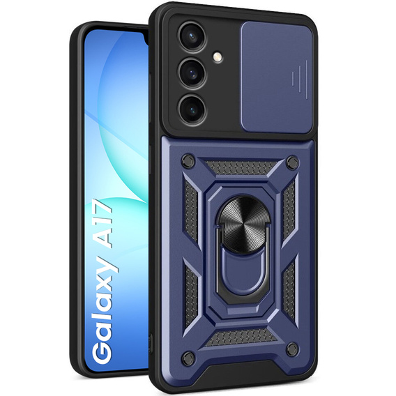 Pancéřové pouzdro pro Samsung Galaxy A17 5G, s ochranou fotoaparátu, se stojánkem, modré
