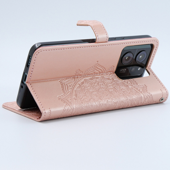 Klopové pouzdro pro Xiaomi 13T / 13T Pro, Mandala, růžové rose gold