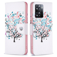 Klopové pouzdro pro OPPO A57 / A57s, Wallet, colorful tree, bílé