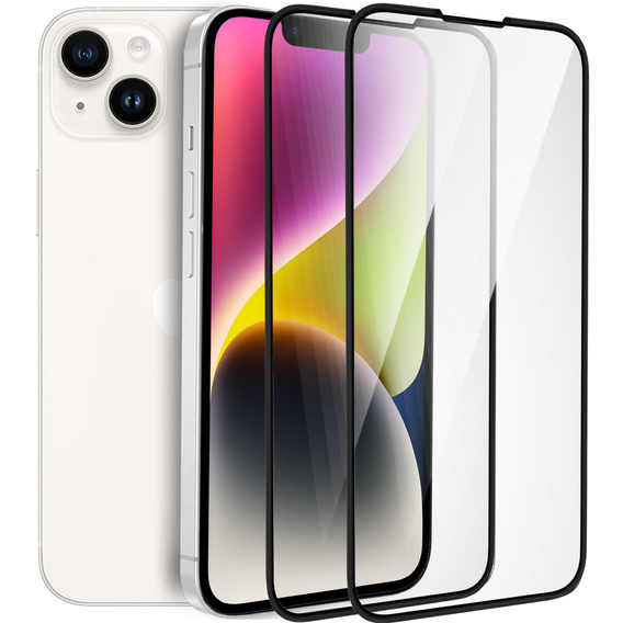 2x tvrzené sklo pro iPhone 14, ERBORD 3D pro celý displej
