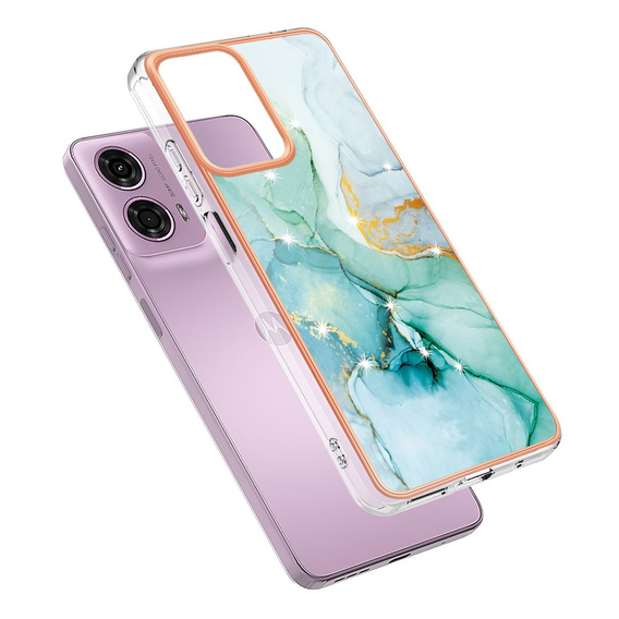 Ochranné pouzdro pro Motorola Moto G24 / G24 Power / G04, Marble Slim Case, zelené