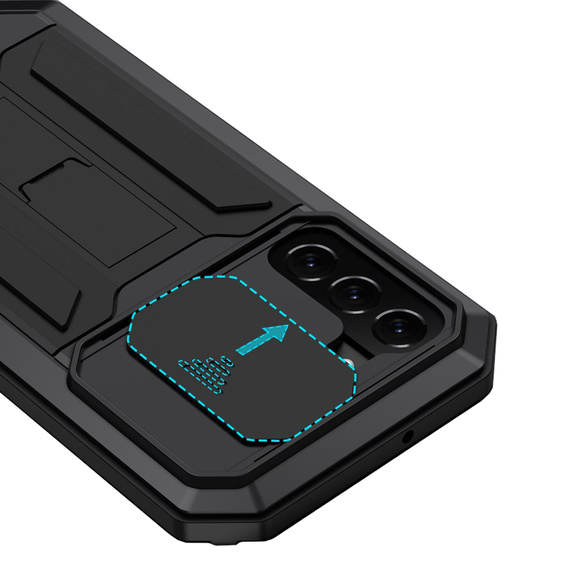 Pancéřové pouzdro pro Samsung Galaxy S22+ Plus 5G, R-JUST CamShield Slide, černé