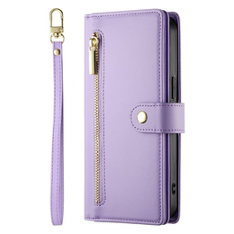 Klopové pouzdro pro Samsung Galaxy A56 5G, Wallet Zipper Pocket, fialové
