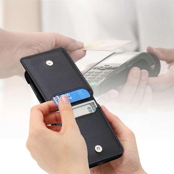 Pouzdro pro Samsung Galaxy Z Flip7 FE / Z Flip6, Card Slot Ring Case, černé