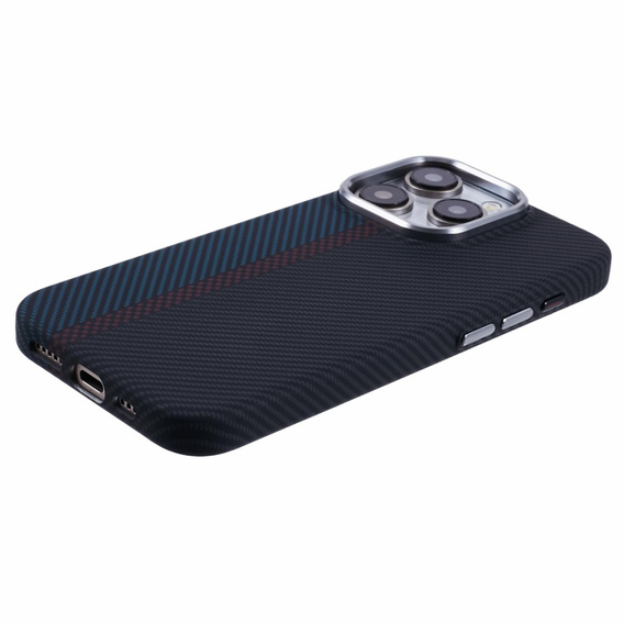 Pouzdro pro iPhone 13 Pro, Carbon Fiber MagSafe, černá / modrá