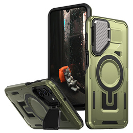 Pouzdro pro Samsung Galaxy A16, Military MagSafe with camera protection, zelené