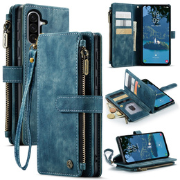Pouzdro CASEME pro Samsung Galaxy A56 5G, Leather Wallet Cash and Card Slots, s poutkem, modré